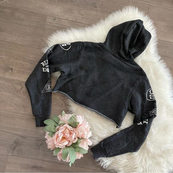 Rebel 8 Secret Society PMA Grey Cropped Hoodie Sweatshirt S - Picture 4 of 6